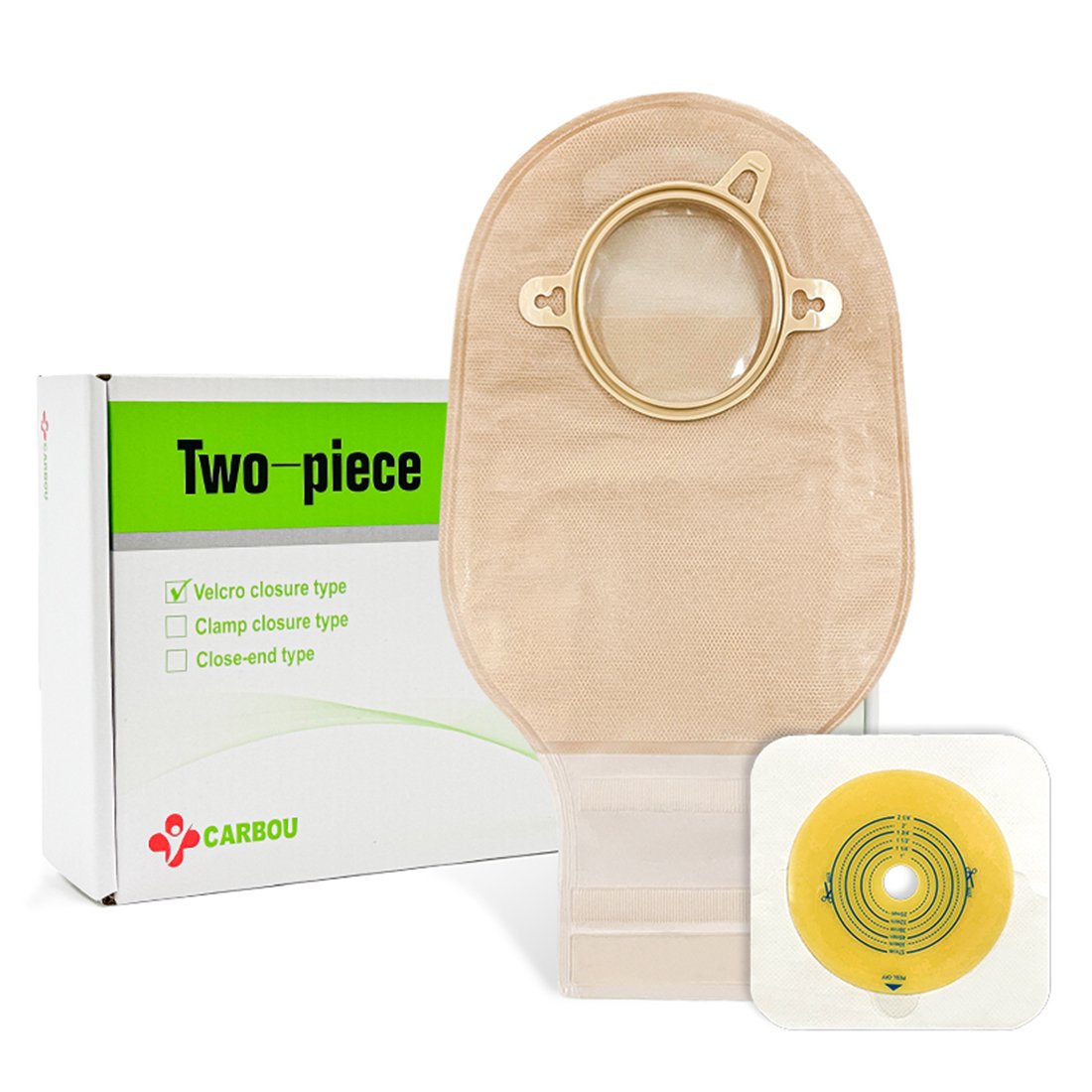 carbou two piece Velcro closure Ostomy bag Set new 7